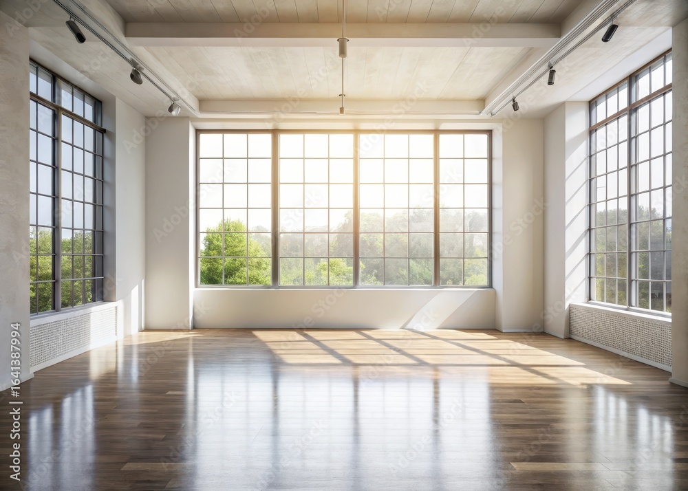 Obraz premium Bright studio interior with large window