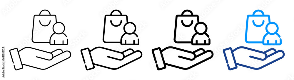 Fototapeta premium Customer Icon Multiple Outline Collection Set