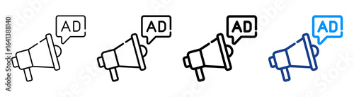 Advertising Icon Multiple Outline Collection Set