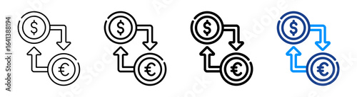 Currency Exchange Icon Multiple Outline Collection Set