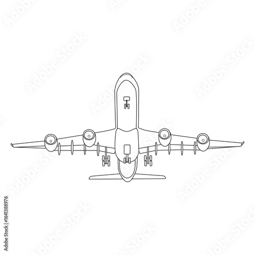 Airplane Takeoff line art vector design. Airplane Takeoff outline illustration design.    