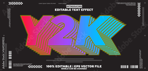 Y2K editable text effect in new modern trend style