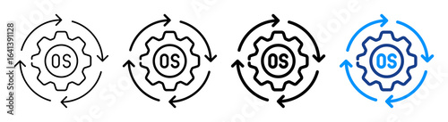 Operating System Icon Multiple Outline Collection Set