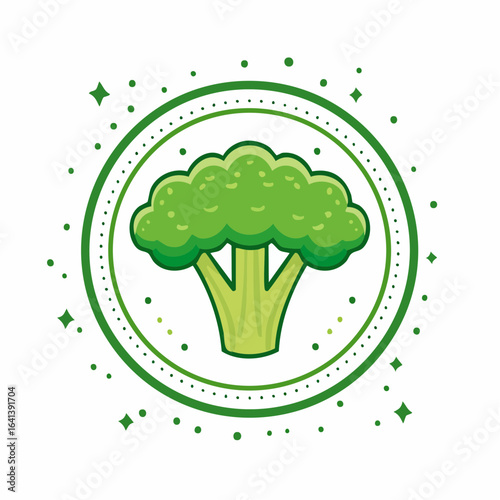 Stylized broccoli illustration, promoting healthy eating and vegan lifestyle choices