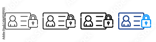 Secure Data Icon Multiple Outline Collection Set