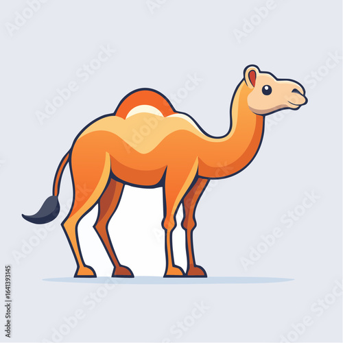 Cartoon Camel Illustration in Orange and Yellow with Clean Lines and Subtle Shading