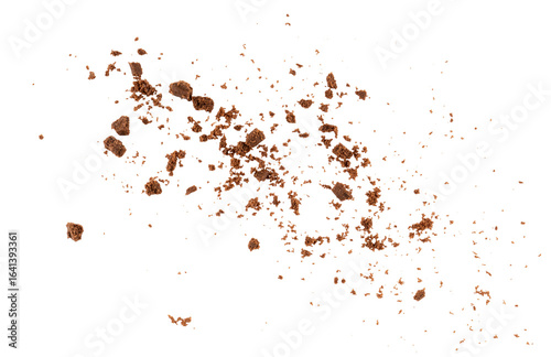 Foto brown cookies crumbs flying, pile of cake, cookies flying, grunge graphic overla