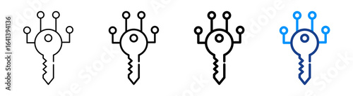 Digital Key Icon Multiple Outline Collection Set