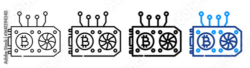Gpu Mining Icon Multiple Outline Collection Set