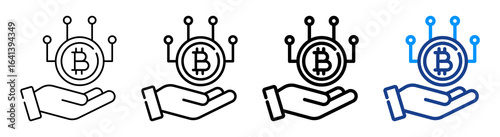 Cryptocurrency Icon Multiple Outline Collection Set