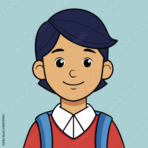 Boy with backpack ready for school cartoon