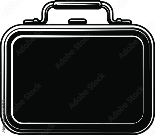 Retro metal lunchbox with handle isolated on white background