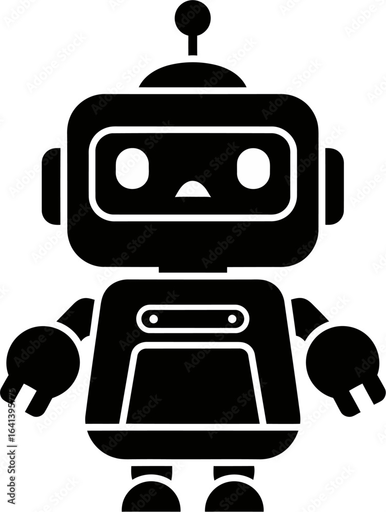 Naklejka premium A colorful and friendly cute robot mascot vector illustration, designed with a playful and modern style.