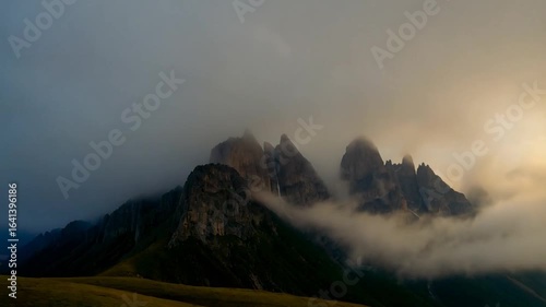 Misty Mountain Majesty at Sunset: A Breathtaking View