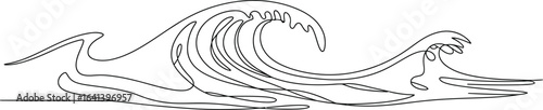Stylized line art illustration of a crashing ocean wave