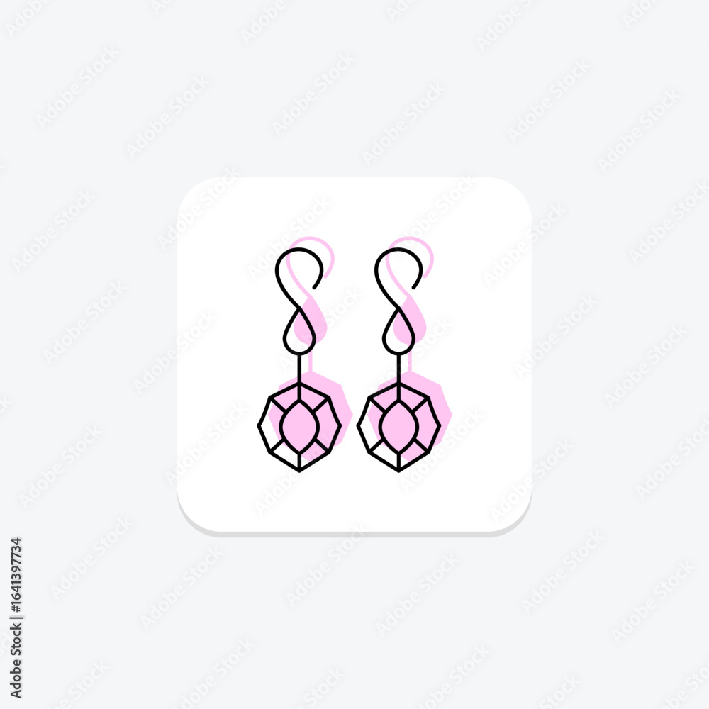 Obraz premium Amethyst Earrings, vector, pixel perfect, illustrator file