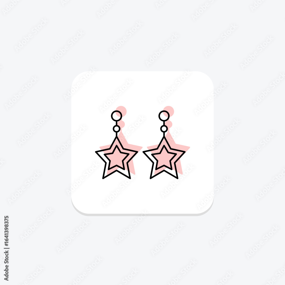 Fototapeta premium Silver Star Earrings, vector, pixel perfect, illustrator file