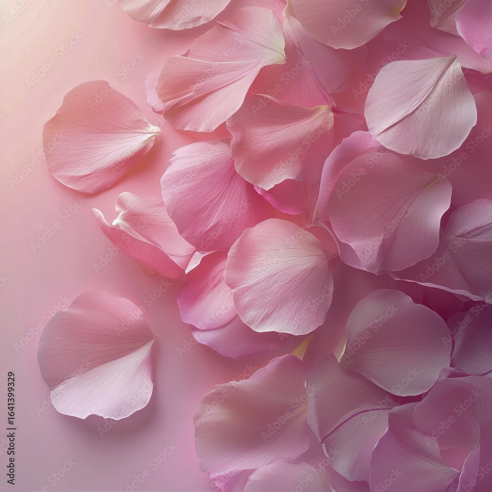 Obraz premium Flower festival petals on pastel pink to white gradient background