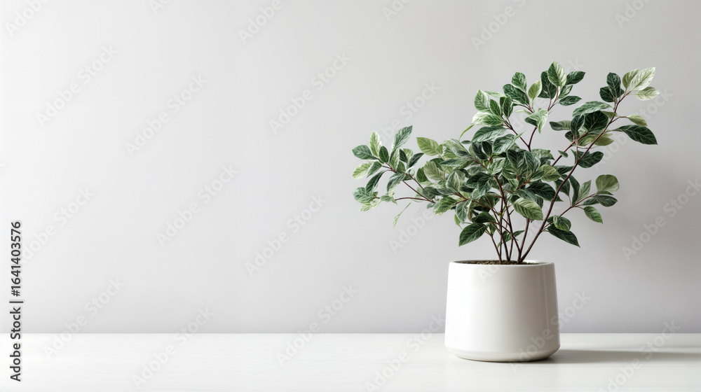 Small potted plant in minimalistic style on white background Small potted plant in minimalistic style on white background
