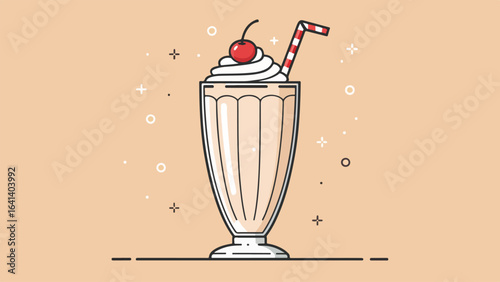 Milkshake vector design, Milkshake logo and icon design, Set of Milkshake illustration vector design
