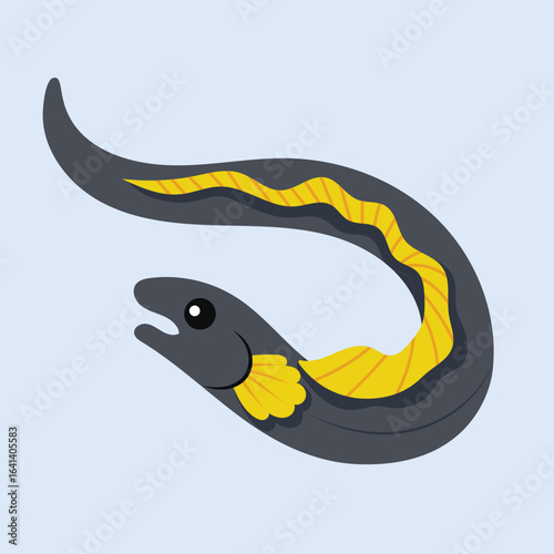Dark blue Moray Ell with flat style on blue light background.
