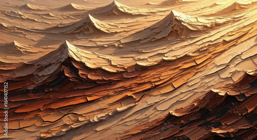 Textured abstract painting of a windswept desert dune.