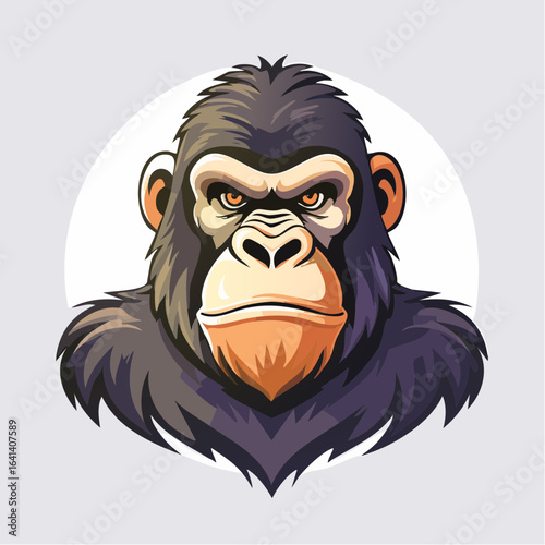 Cartoon Gorilla Portrait: Majestic and Intimidating Ape Character Illustration
