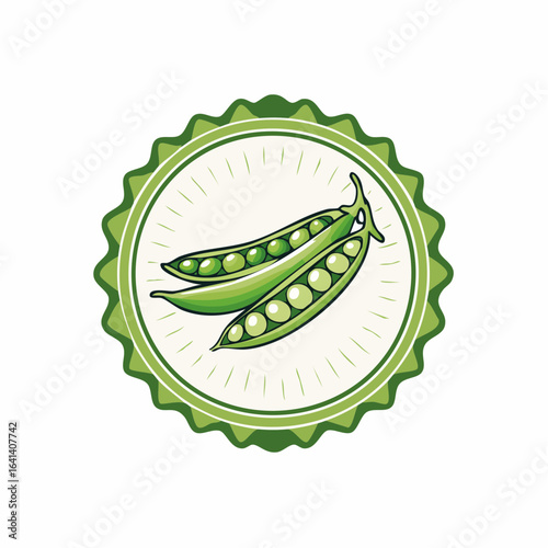 Elegant green peas illustration showcasing freshness and natural goodness in a decorative frame