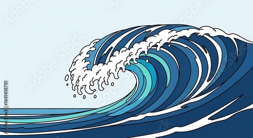 Stylized ocean surge graphic depiction showcasing powerful nature aesthetic