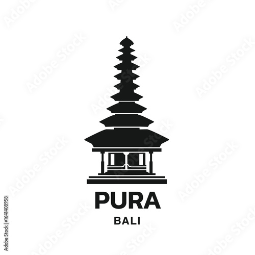 Indonesian building landmark, cultural building icon in bali, pura monument in Flat style