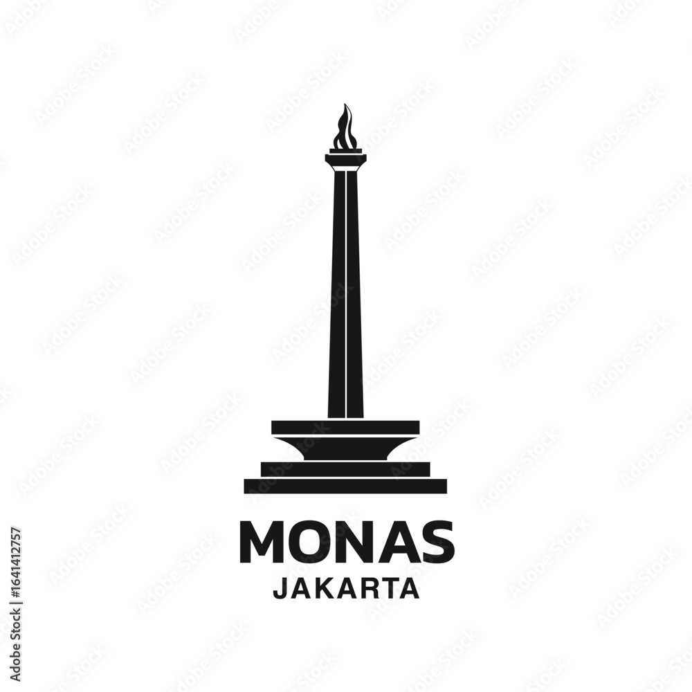 Indonesian building landmark, cultural building icon in jakarta, monument nasional in Flat style Indonesian building landmark, cultural building icon in jakarta, monument nasional in Flat style