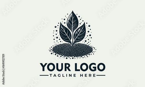 Elegant Black Vector of Quinoa Plant with Leaves and Seed Details.