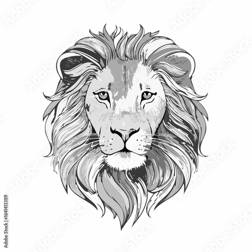 Majestic Lion Portrait: A detailed grayscale drawing showcasing the king's powerful visage