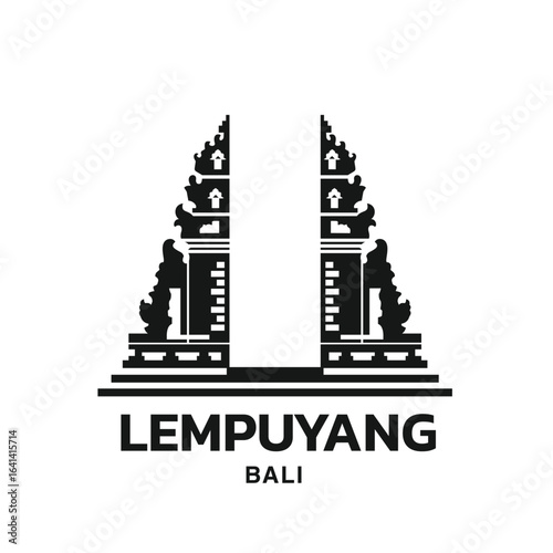 Indonesian building landmark, cultural building icon in bali, pura lempuyang in Flat style