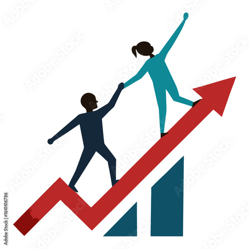 business man running up arrow