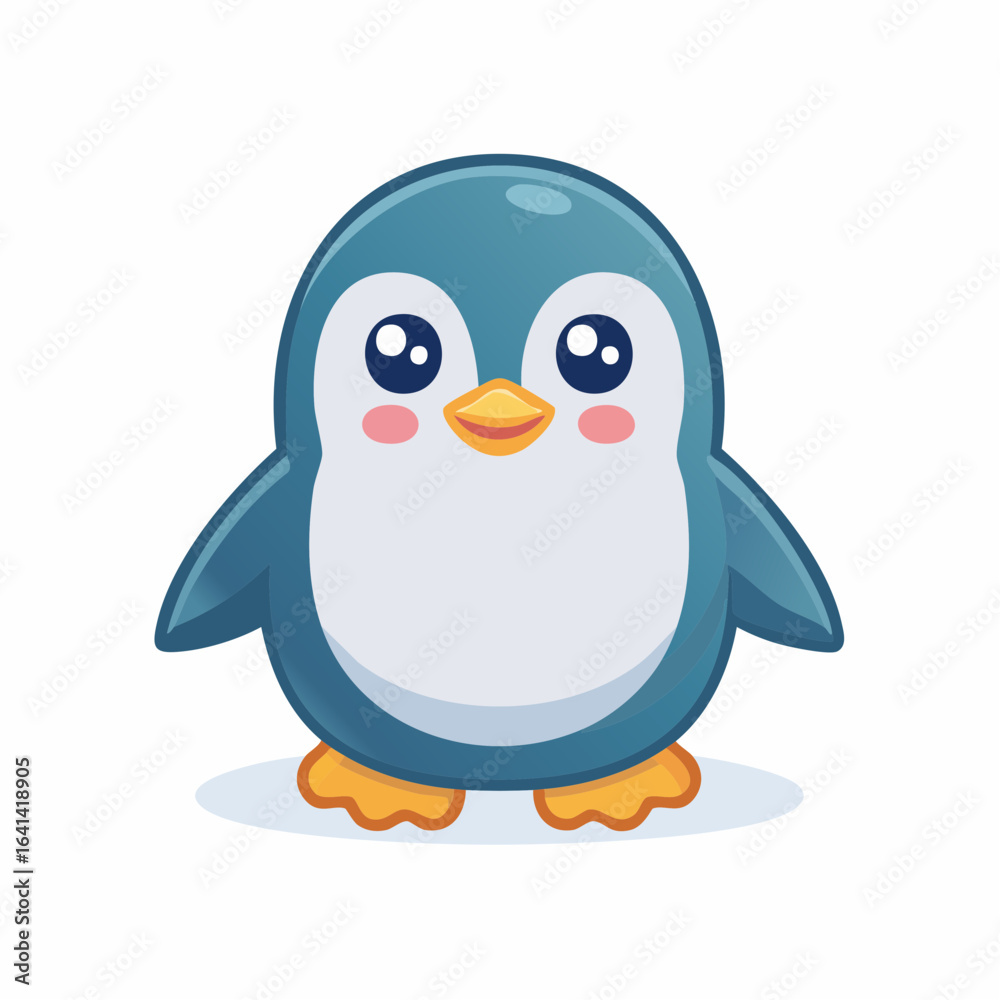 Obraz premium Adorable Cartoon Penguin Illustration with Big Eyes and Playful Design Elements for Kids