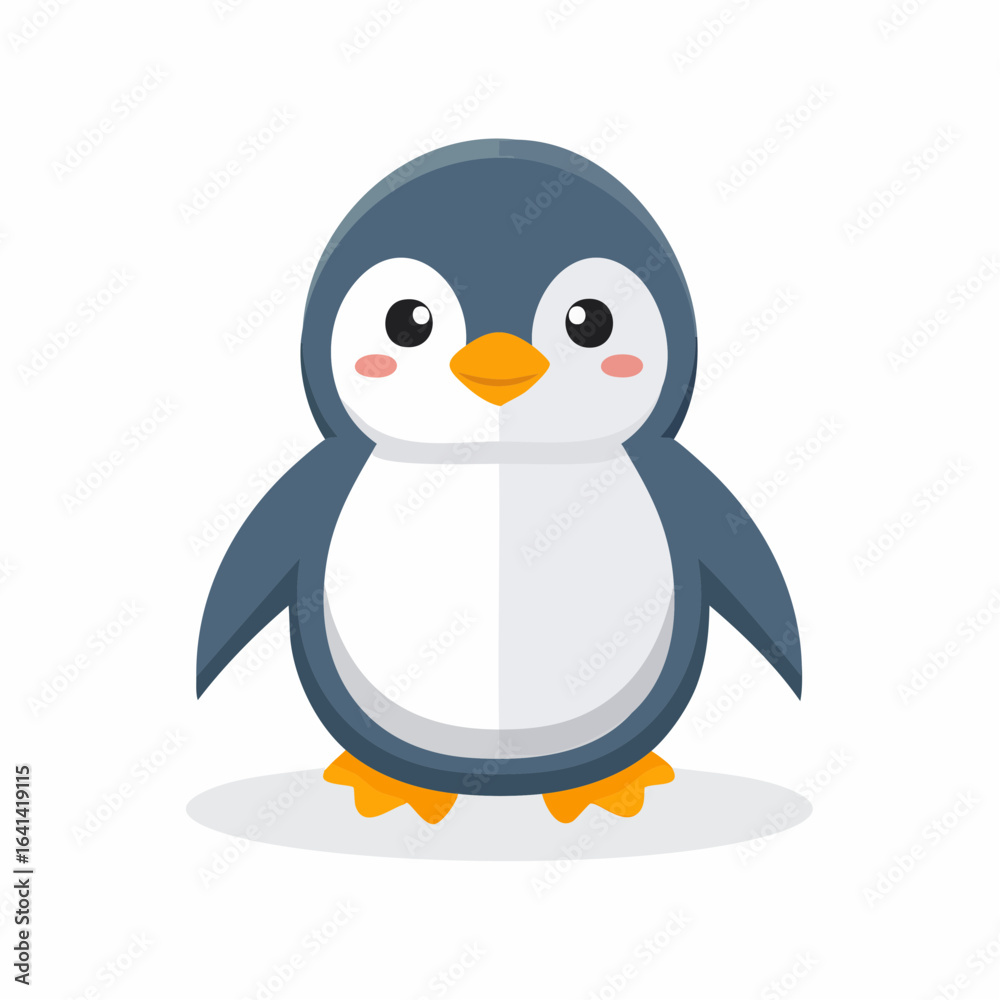 Fototapeta premium Adorable penguin cartoon illustration with simple vector graphics and soft shadows