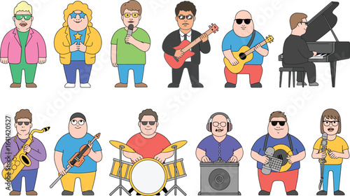 A versatile vector collection of cartoon band members and musicians