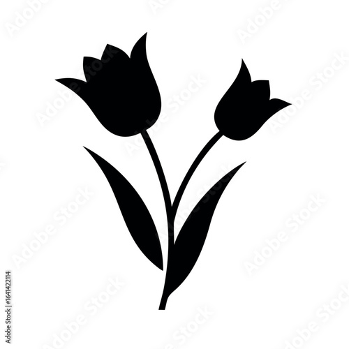 elegant tulip silhouette veto icon on white backround.