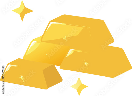 Vector art of pile of shiny gold bullion bars, representing wealth and financial investment, isolated on white background