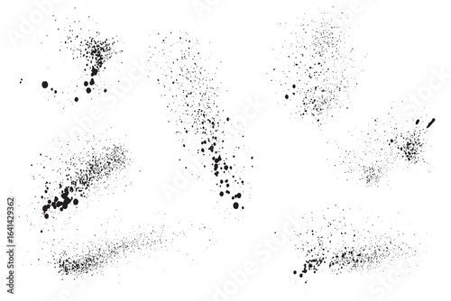 Black color blood grunge texture element splatter vector background set
