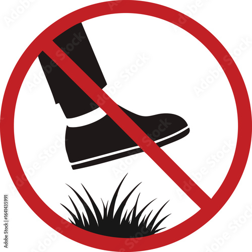 Please stay off the lawn, Prohibited keep off the green grass or forbidden stepping sign on white
