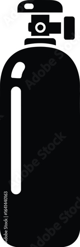 Black oxygen cylinder on a white background, gas, compressed