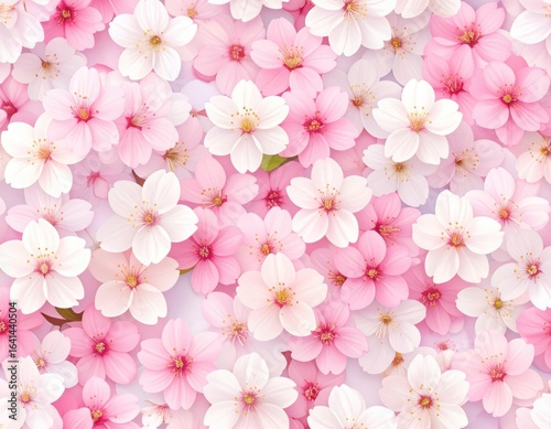 Vibrant pastel pink and white cherry blossom flowers densely packed together creating a soft, delicate, and beautiful floral pattern perfect for sp designs
