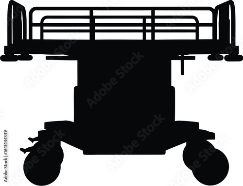 Black silhouette of a hospital gurney on a white background