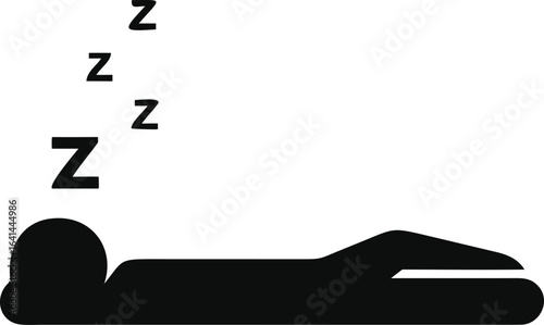 Isolated pictogram sing of sleeping man, with illustration stick figure sleeps and ZZZ icon
