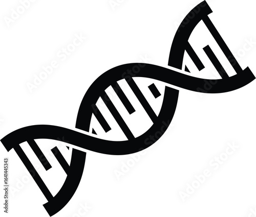 Black DNA strand on white, genetic code, heredity