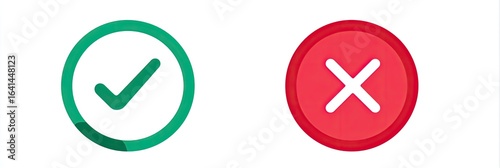 Two circular icons, one green with a checkmark, the other red with an X Free Download Two circular icons, one green with a checkmark, the other red with an X - GFXLoad