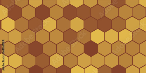 Abstract background brown mustard orange gold golden yellow cream white. Hexagon shape Gradient color. Premium. Design.
