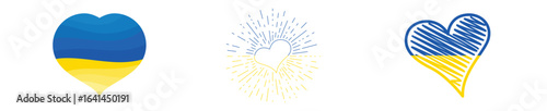Set of hearts in Ukrainian colors